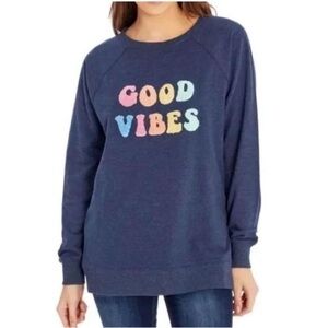 Wildfox Good Vibes Blue Crewneck Sweatshirt Sz. MD